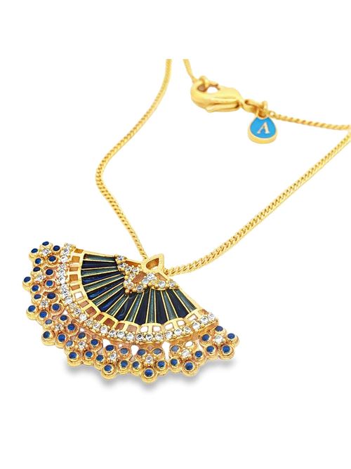 Diva gold crystal stones blue glazed necklace GOCCIAZZURRA JEWELS | CLDIVAOROBLU